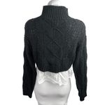 Anthropologie Maeve Black Cable Knit Long Sleeve Turtleneck Crop Sweater Top XS Photo 1