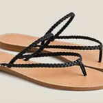 J.Crew  BLACK LEATHER BRAIDED CAPRI FLIP FLOP THONG SLIDE SANDAL SIZE 12 Photo 0