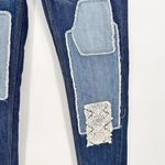 Free People Patchwork Skinny Jeans Size 24 Daisy Haynes Crochet Lace Festival Photo 4