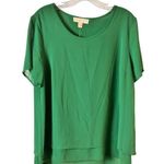 Michael Kors Michael Large Emerald Green Layered Chiffon Blouse Womens Photo 0