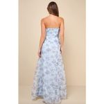 Lulus Chic Preciousness Light Blue Floral Organza Bustier Maxi Dress Medium NWT Photo 1