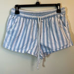 Aerie ✨ Women’s Blue White Striped Elastic Waistband Shorts Small Photo 0