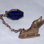 Vintage NY Ice Skate Club‎ Pin Blue Photo 0