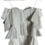 Caroline Constas Irene Ruffle Tiered Off Shoulder White Eyelet Mini Dress Size 4 Photo 11