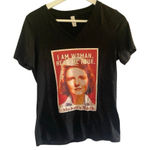 Bella Makers Mark shirt sleeve gray I am woman hear me pour vneck small Black Photo 0