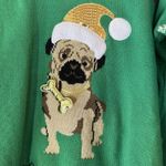 Holiday Traditions Bah Hum Pug Christmas Sweater Sequin Pug Dog Snowflake L Green Size L Photo 3