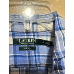 Ralph Lauren Lauren ‎ Denim Plaid Button Down Shirt Womens Small Blue White Photo 1