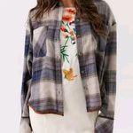 Urban Outfitters UO BDG Karl Blue Plaid Losse Drapet Flannel Button Down Shirt Size Small Photo 0