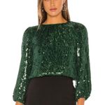 Alice + Olivia Avila Sequin Crop Top in Basil Size Medium Photo 0