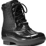 Michael Kors women black leather waterproof Easton duck boots Size 8 Photo 0