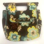 Gap Vintage Women's Small Retro Floral Tropical Clutch Wooden Handle Purse Photo 0