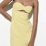 ZARA Bodycon Strapless Mini Lemon Party Coctail Shower Bridal 🍋Dress Photo 25