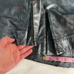 Fitted soft leather graphite pewter metallic 3/4 sleeve pockets pleated zippers Gray Size 12 Photo 6