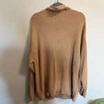 American Eagle Cable Knit Ribbed Tan Camel Caramel Brown Cowl Neck Sweater Tunic Photo 4