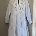 ZARA  Baby Blue Eyelet Embroidered Button Front Dress Photo 1