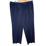 Lafayette 148 Straight Leg Dress Pants Women's Plus Size 20 Navy Blue Cotton Photo 1