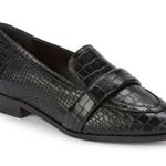 Schutz Romina Croc-Embossed All Leather Loafers in new black size 8 Photo 0