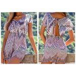 Cupshe Boho Print Tie Cutout Open Back Romper Multicolor Medium Photo 1