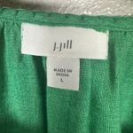 J Jill Linen Blend Sz Large Kelly Green Blue Embroidered Boho Peasant Top Shirt Photo 4