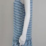Sharagano Sharango Blue & White Striped Sleeveless Tencel® Peplum Dress Size Small Photo 2