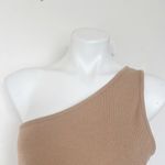 One Shoulder crop Tank Top LARGE 4TH + Reckless beige sleeveless NWT Tan Photo 2
