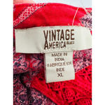 Vintage America Peasant Blouse Boho Floral Print Long Sleeve Top Flowy Size XL Red Photo 4