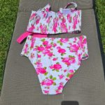 Betsey Johnson  Love Always Pink Rose Corset High Waist Bikini Set NWT M Photo 7