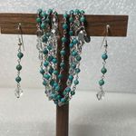 Sterling Silver Deb Guyot 925 Turquoise & Herkimer Quartz Necklace & Earrings Set Photo 1