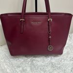 Michael Kors Burgundy Leather Jet Set Tote Photo 0