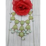 Gold Tone Bubble Necklace Green & Blue Bead Rolo Chain Statement Piece 24" Photo 6