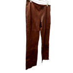 Double D Ranch 100% Real Leather Braided Brown Pants Size 10 Lined Western Photo 2