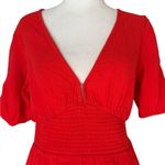 Billabong  Spellbound Mini Dress Cotton Gauzy V Neck Womens XS Red Orange Photo 3