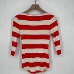 EXPRESS Red Cream Striped 3/4 Sleeve Pocket Tee Top Shirt Size SP Photo 4