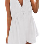 NWT Caracilia Women’s Oversized Denim Romper – Small White Photo 0