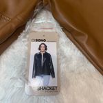 Ci Sono tan camel pleather jacket shirt shacket NWT woman’s medium faux leather Photo 2