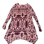 Soma Loungewear Tunic Dress M Wine Pink Handkerchief Hem Long Sleeve Comfy Photo 2