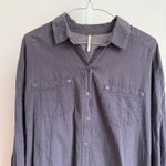 Free People  shirt women's size XS love,‎ her madly, gauze, oversized shirt, blue Photo 2