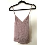 Wishlist Women's Satin Lace Trim Button Down Cami Tank Top Photo 4