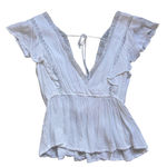 Abercrombie & Fitch White Lace V-Neck Blouse Photo 0
