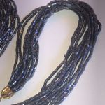 Vintage Gunmetal Dark Metallic Gray Seed Bead Beaded Multi Strand Boho Necklace Photo 2