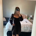 Gianni Bini  mini dress long sleeve babydoll shirred espresso chocolate Photo 4