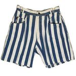 Vintage Chic Blue and White Striped Denim High Rise Shorts 1980s Waist 29 Inches Photo 0