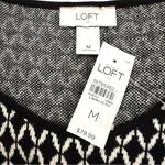 Loft NWT  Soft Knit Cotton Sleeveless Black Sheath Dress with Black/White Bodice Photo 1