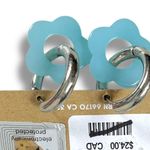 Urban Outfitters Floral Charm Hoop Earrings in Baby Blue Silver NWT Dangles Photo 3
