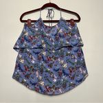 Alice + Olivia  Marybeth Blue Floral Layered Halter Top Silk Blouse Womens Size M Photo 1