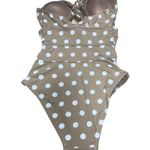 NWT New ENVYA SWIMSWEAR Belen Double Tie Polka Dot Swimsuit One Piece Small Tan Photo 5