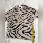 Philosophy  Women's Zebra Print Sweater Light Pink Black Fuzzy Nov Fashion Photo 5
