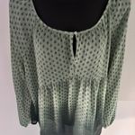 Princess Vera Wang XL Green Ombre Blouse Keyhole Puff Boho Romantic Baby Doll Photo 1
