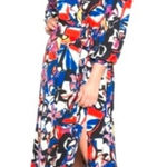 Eloquii Havana Floral Faux Wrap Maxi Dress Sz 16 Slit Long Sleeve Belted Slinky Photo 0