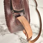 Handmade Jute Woven Boho Crossbody Circle Bag Brown Leather Photo 6